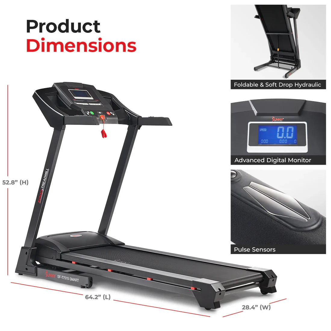 Premium Auto Incline Smart Treadmill by Sunny Health & Fitness