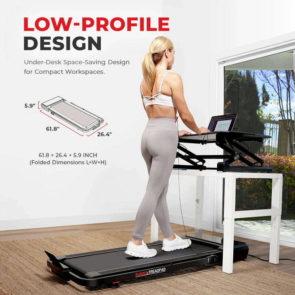 Pacer 2 in 1 Auto Incline Under Desk Walking/Running Smart Treadmill by Sunny Health & Fitness