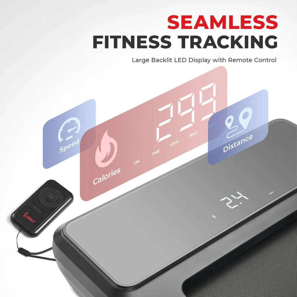 Pacer 2 in 1 Auto Incline Under Desk Walking/Running Smart Treadmill by Sunny Health & Fitness