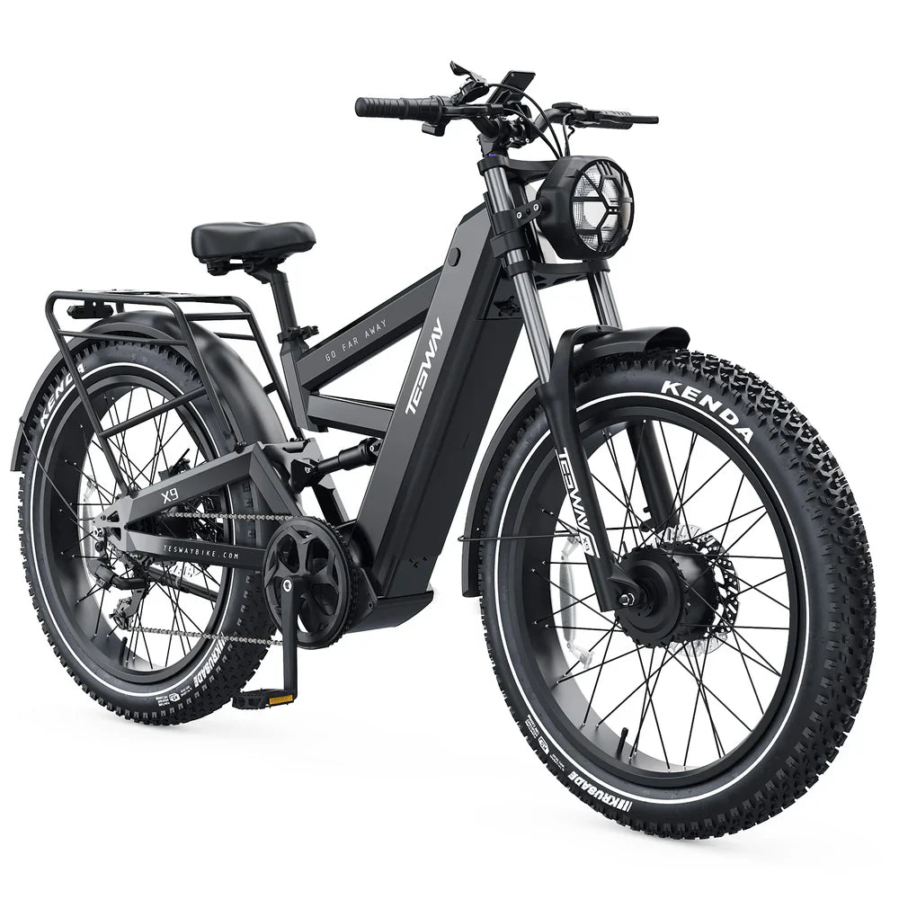 Tesway X9 AWD Electric Mountain Bike with Rear Rack 4000W Dual Motors