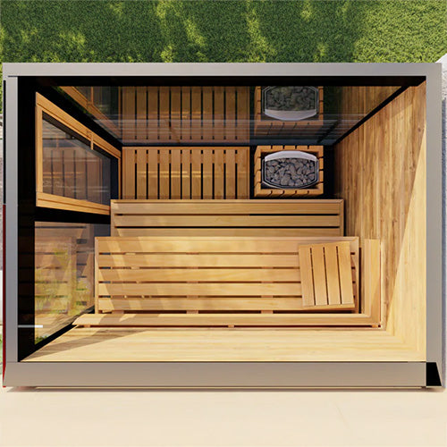 ThermaSol Vera Sauna Cabin - Fully Assembled Tinted Parsol Glass Outdoor Sauna