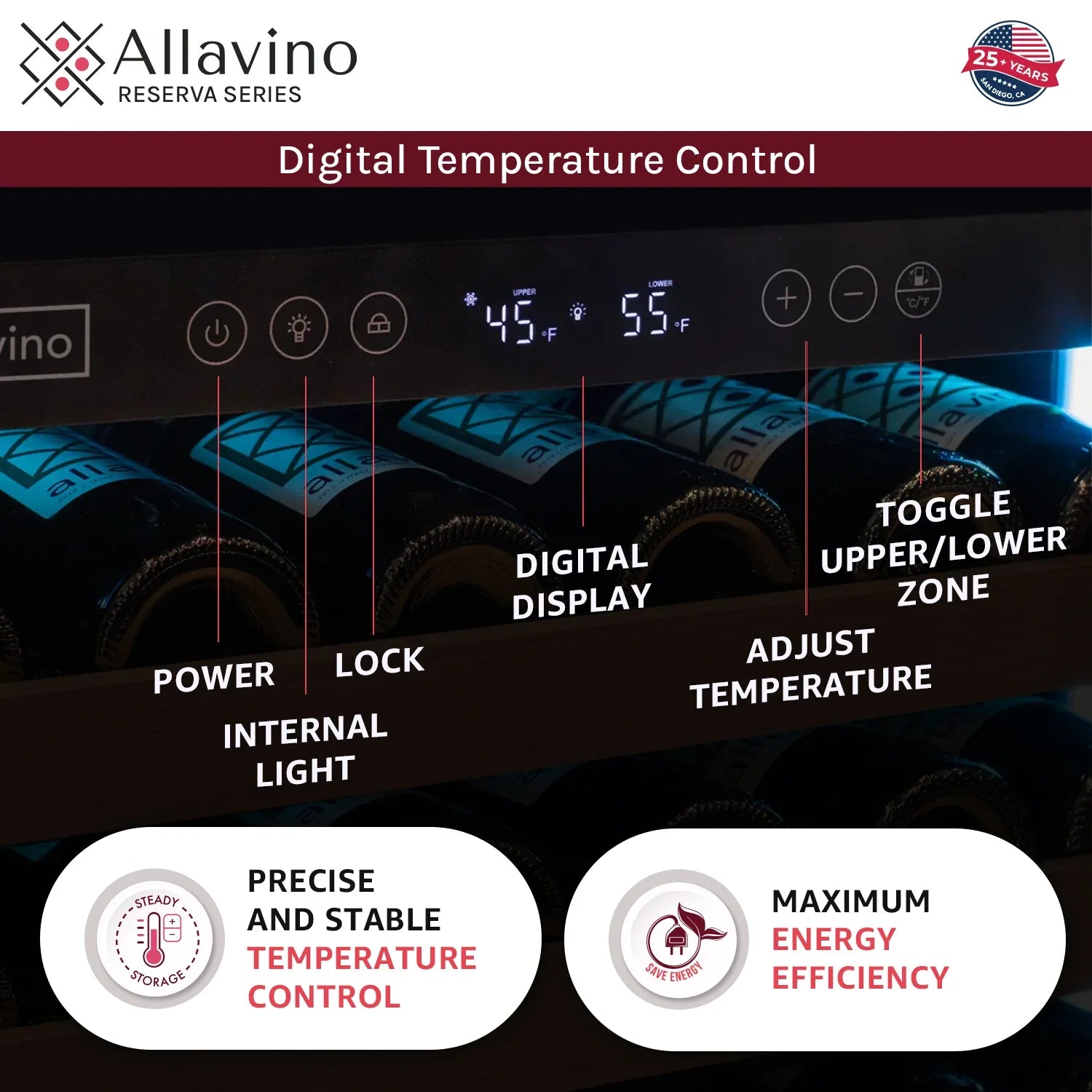 Allavino 119 Bottle 55" Tall Stainless Steel Wine Refrigerator
