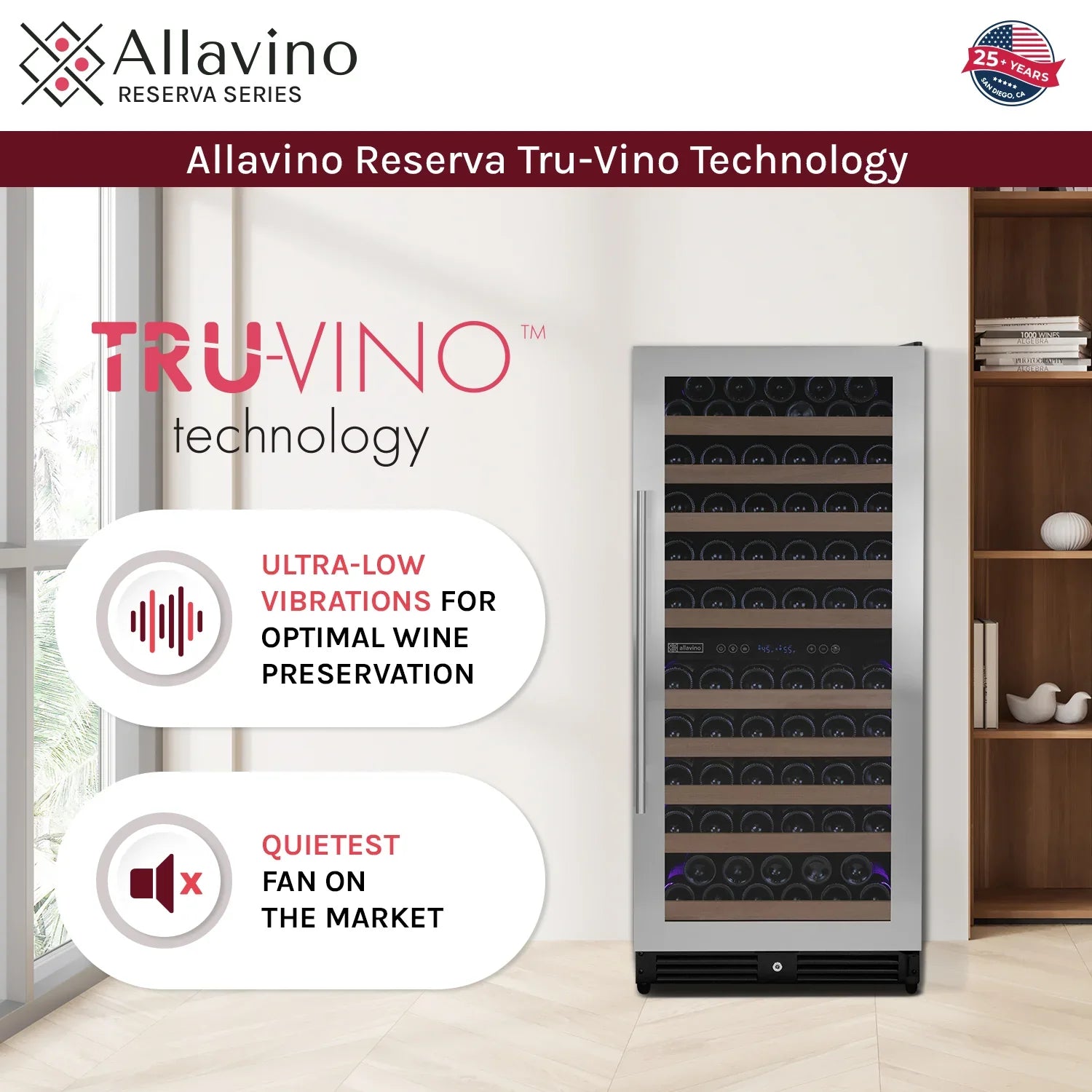Allavino 119 Bottle 55" Tall Stainless Steel Wine Refrigerator
