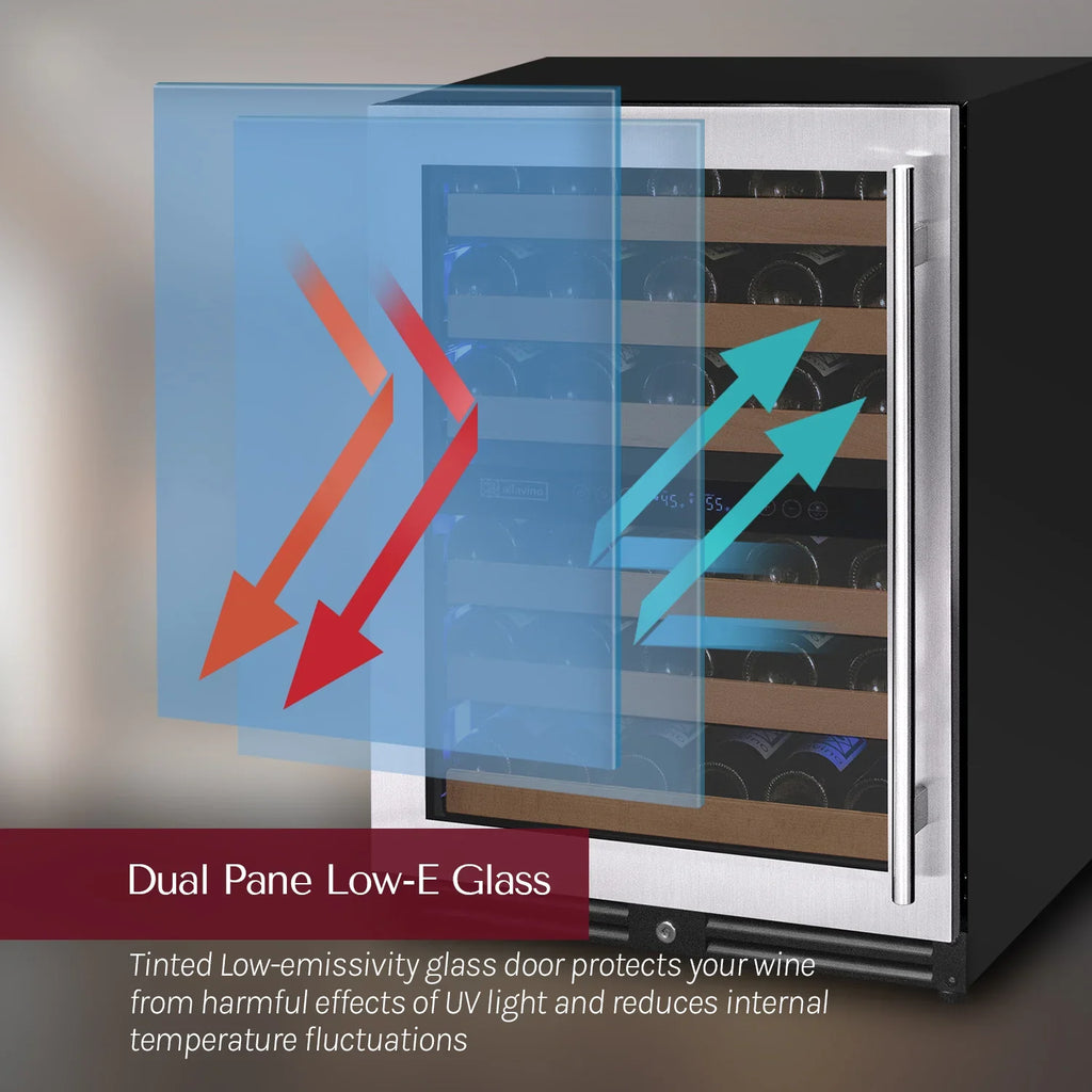 Allavino Reserva Series 51 Bottle Undercounter Wine Refrigerator Cooler with Stainless Steel Door
