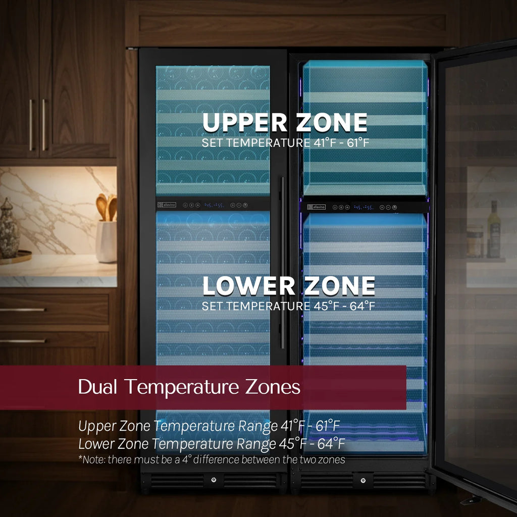 Allavino Reserva Series 172 Bottle Dual Zone Built-in Wine Refrigerator with Stainless Steel Door