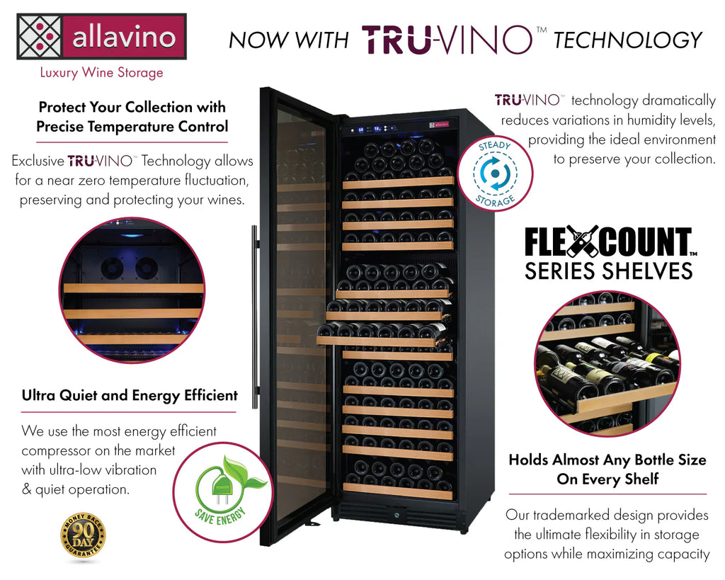 Allavino 24" Wide FlexCount II Tru-Vino 177 Bottle Single Zone Wine Refrigerator
