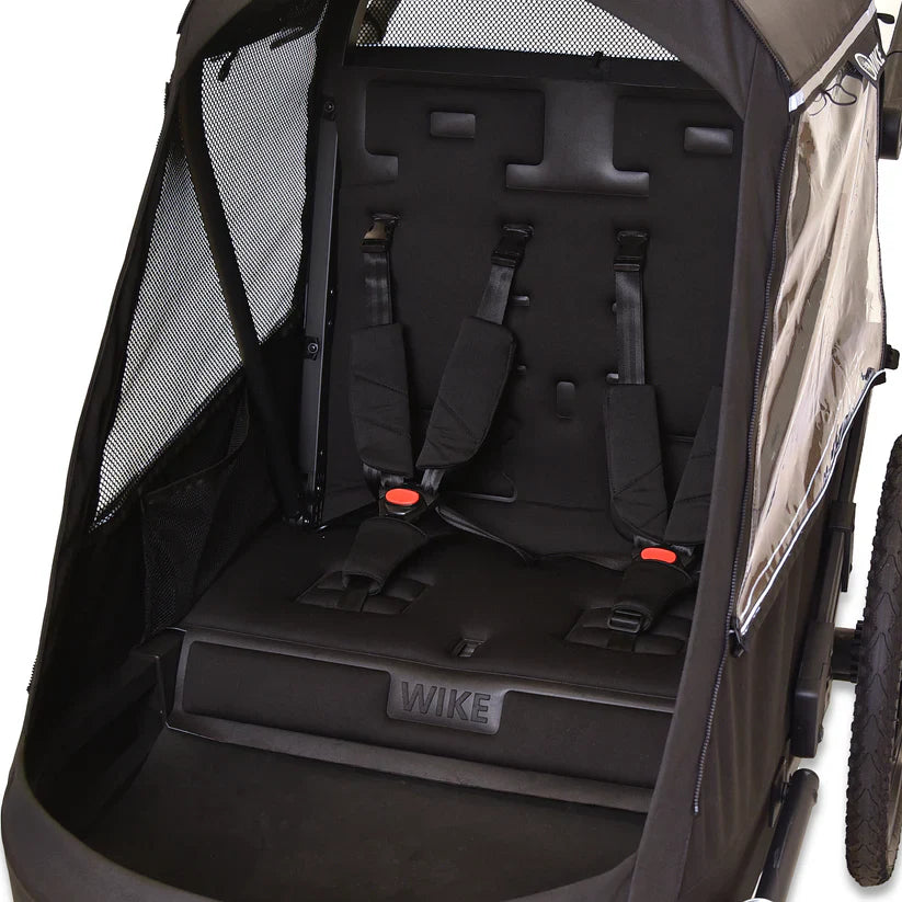 Wike Premium Suspension Bike Trailer – Black - Includes Stroller & Jogger Kit