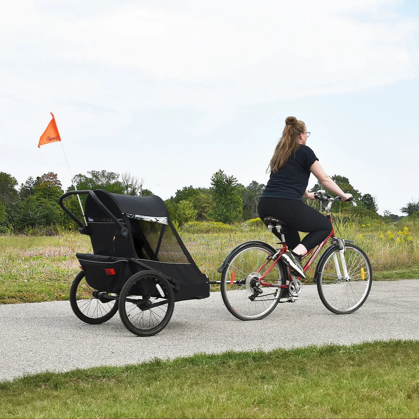 Wike Premium Suspension Bike Trailer – Black - Includes Stroller & Jogger Kit