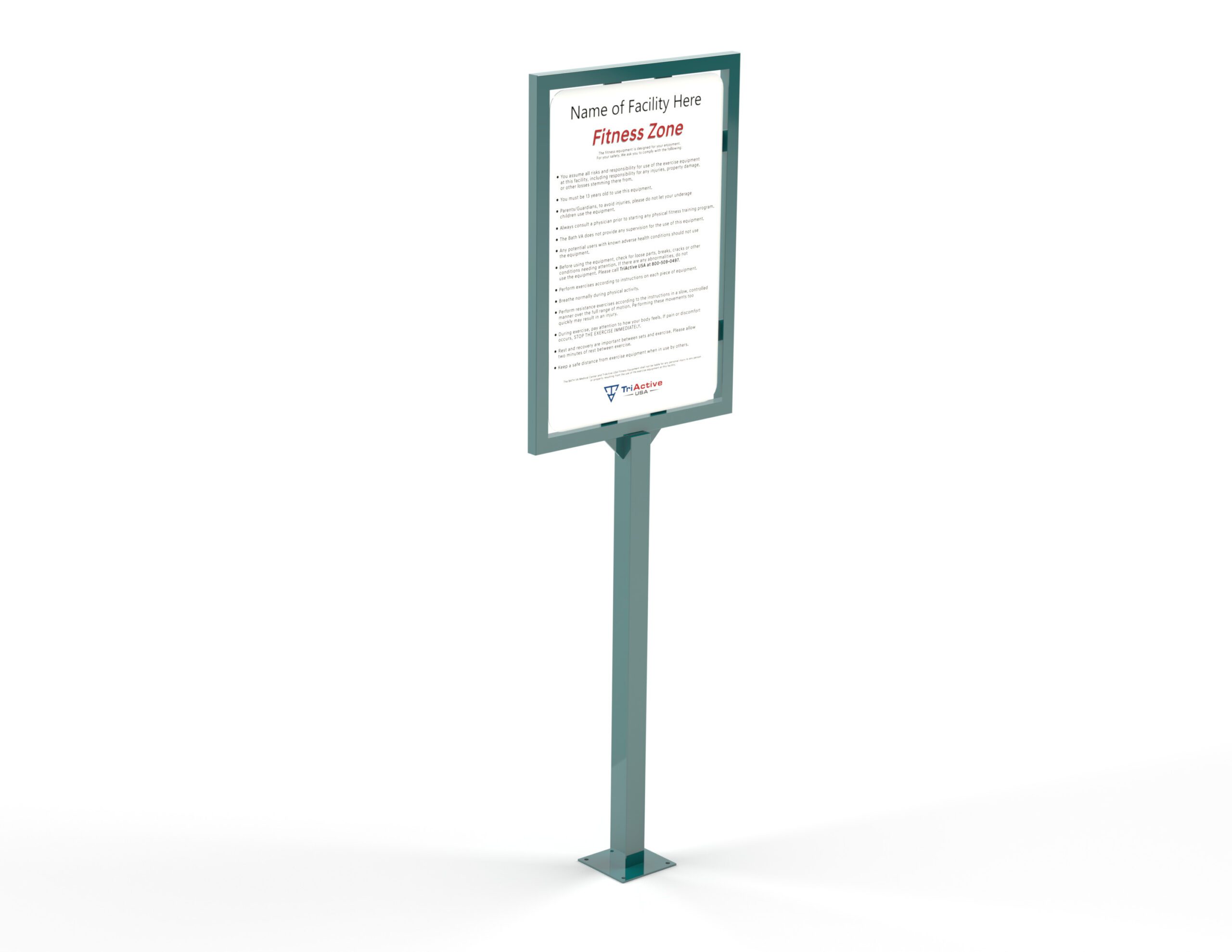 TriActive USA Announcement Sign for Outdoor Fitness Equipment