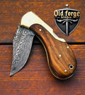 Handmade Damascus Steel Small Pocket Knife with Rosewood Handle