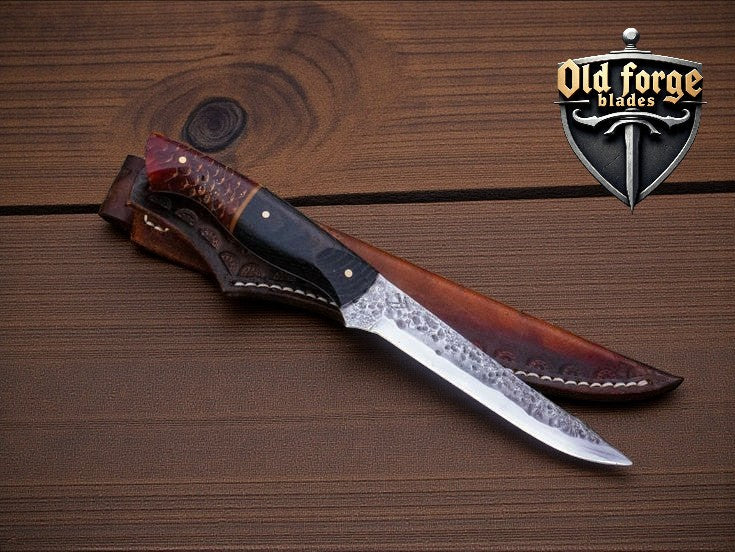 Black Resin 13” Damascus Fillet Knife – Handmade