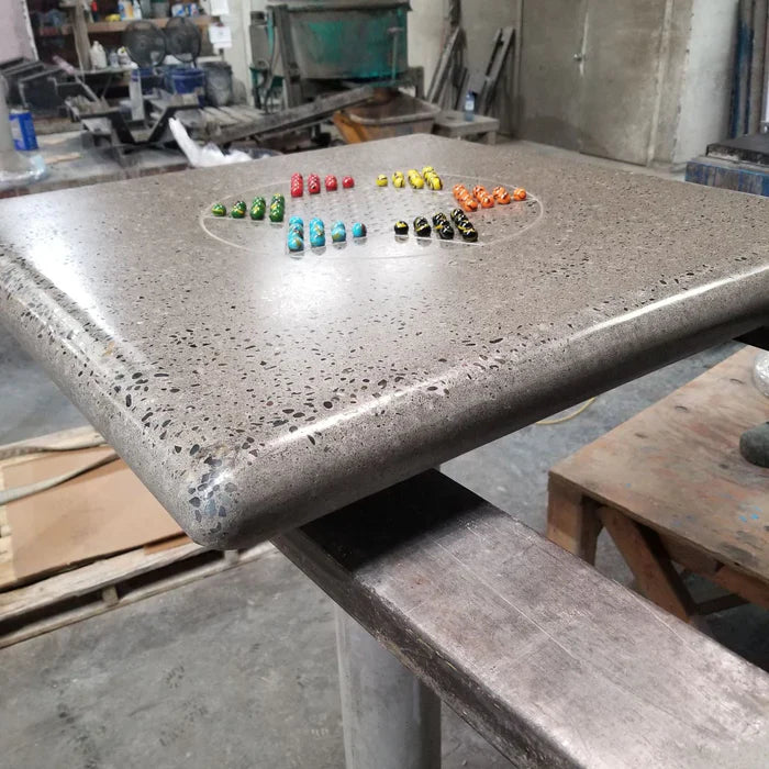 Stone Age Concrete Outdoor Chinese Checkers Table - Freestanding