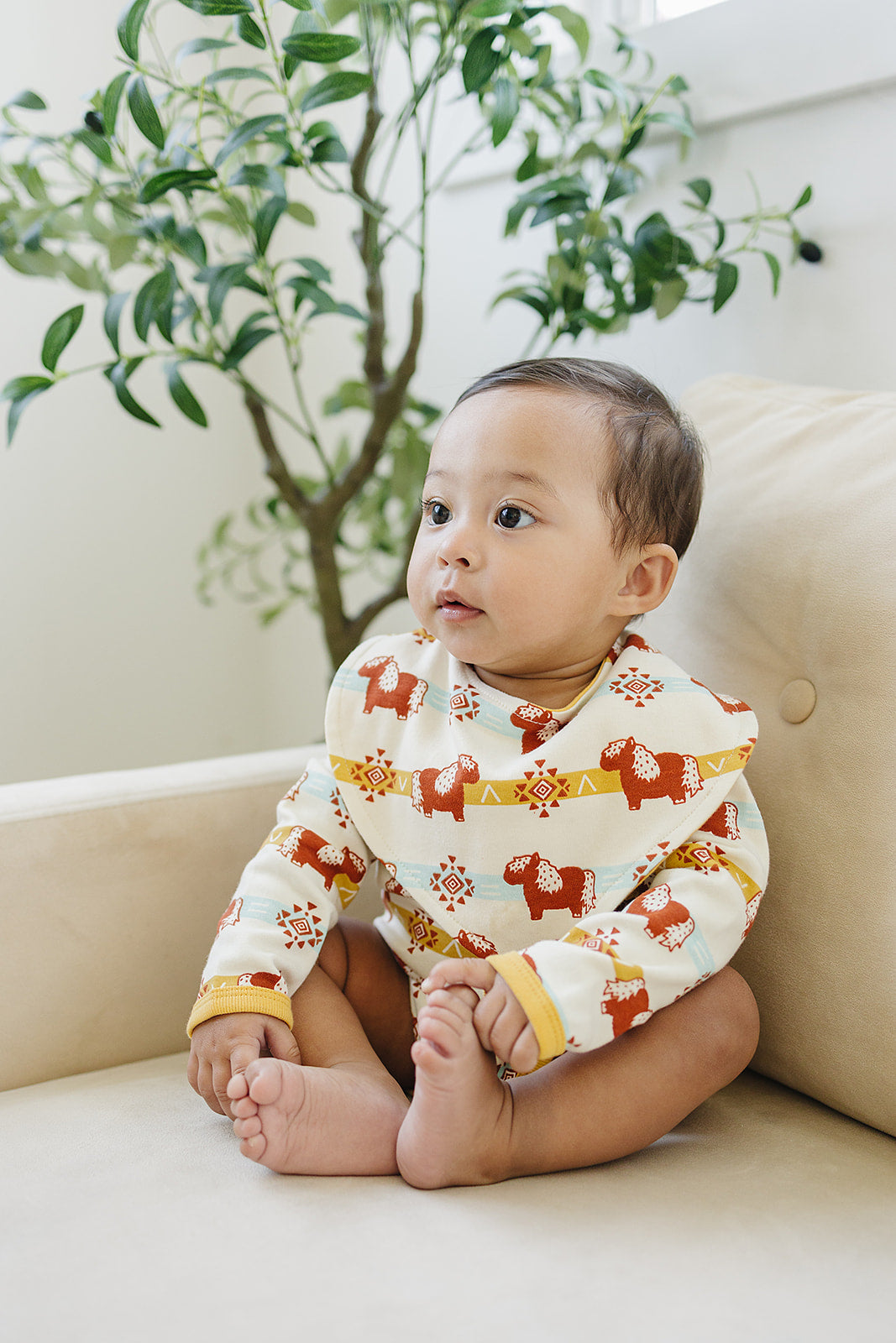 GOTS Certified Organic Cotton Long Sleeve Bodysuit - Aztec Pony