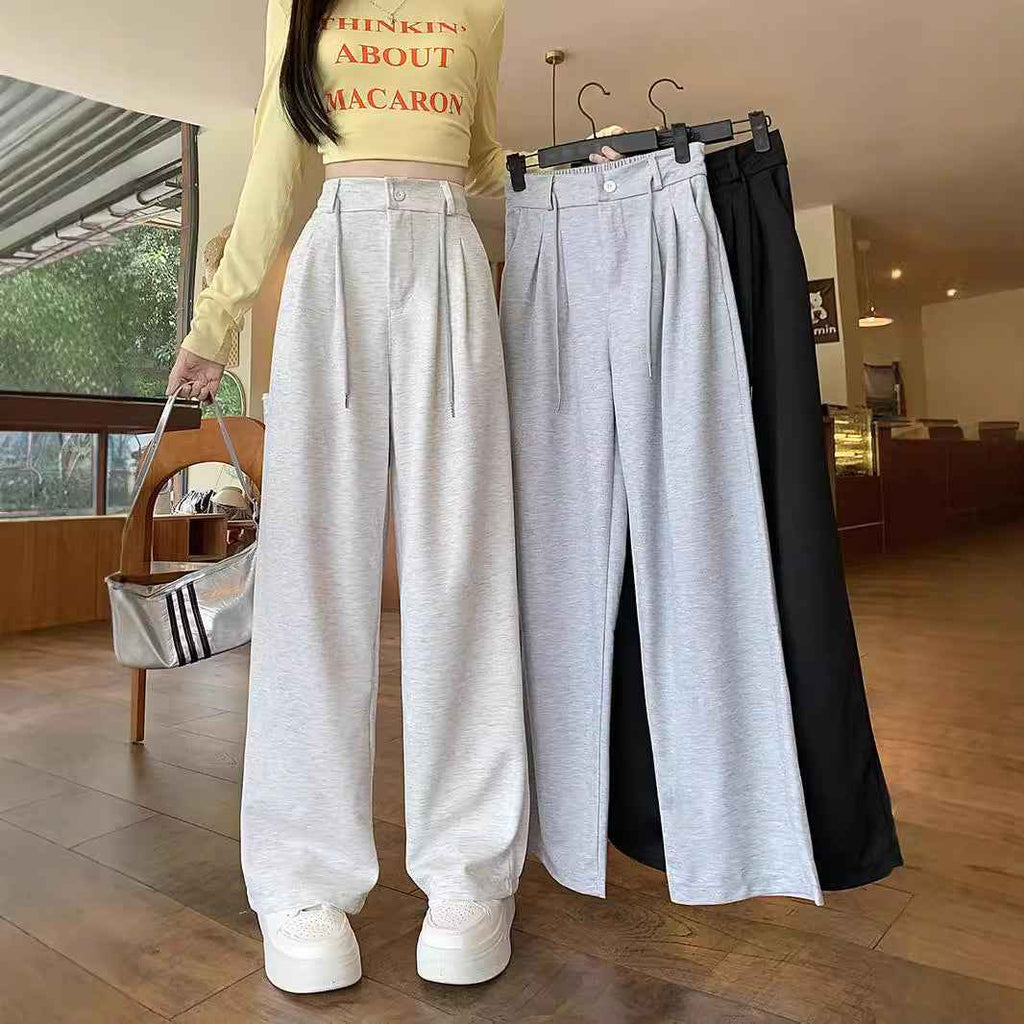 Womens High-Waisted Chenille Suit Pants - Elegant Straight-Leg Dress Trousers