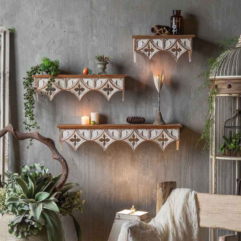 Pastoral Style Bed & Breakfast Flower Shelf Background Wall Decoration Shelf