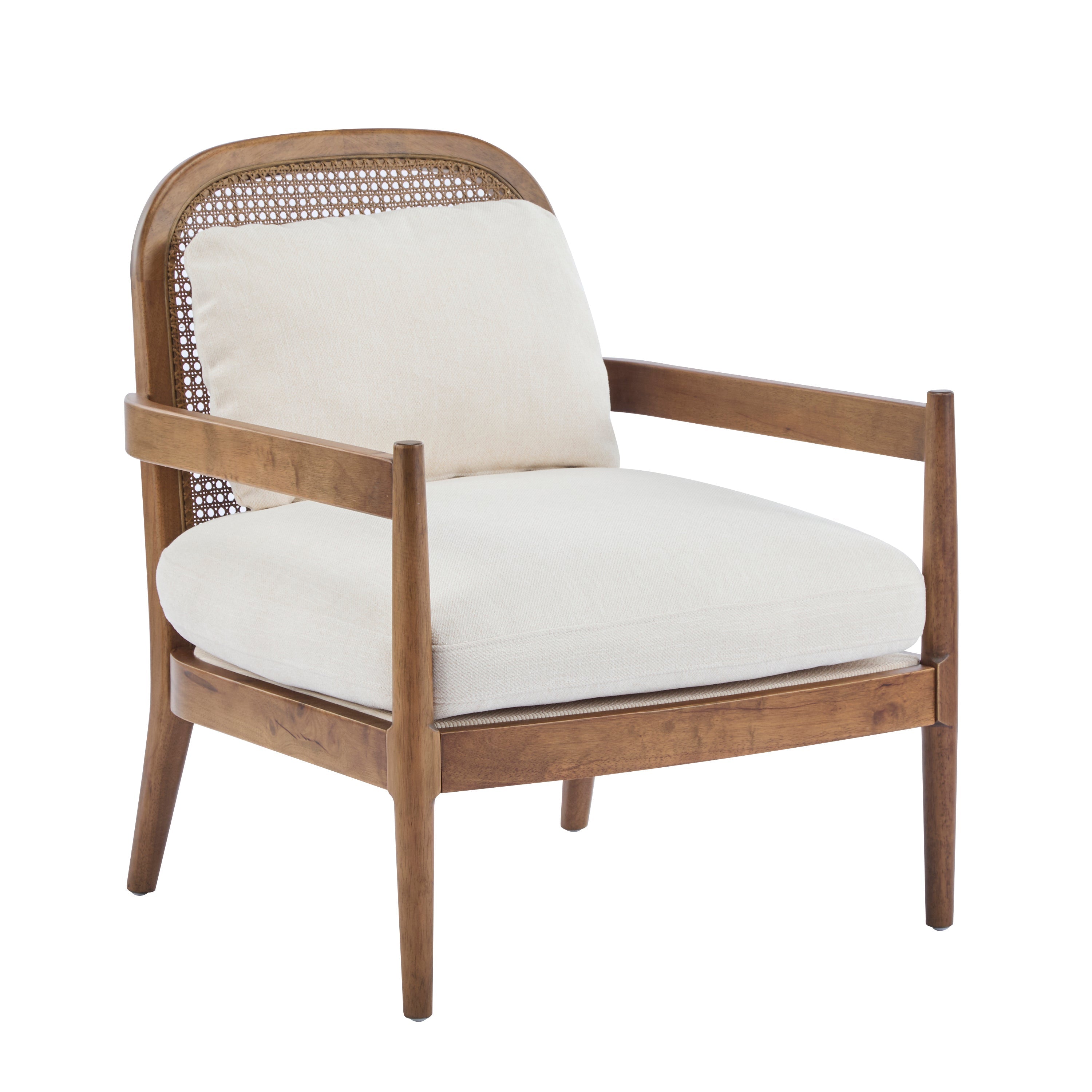 Elliston Rattan Backrest Solid Wood Accent Chair with Cushions - Set of 2