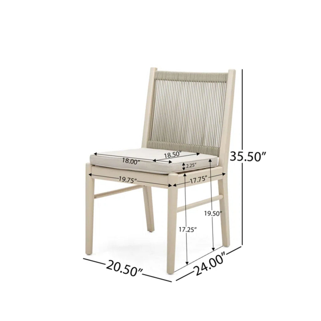 Cordoba Dining Chair Set of 2 - Comfortable Armless Chairs - Beige