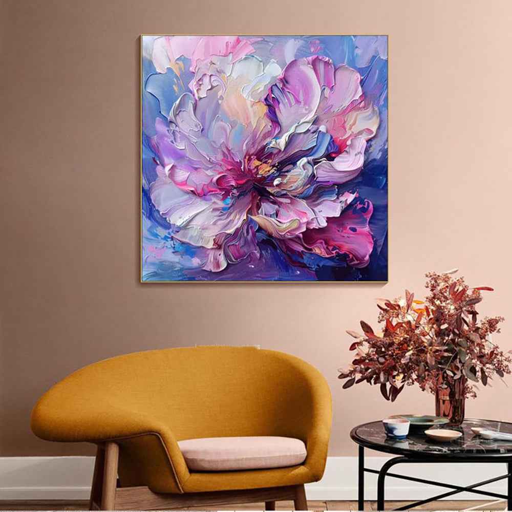Handmade Oil Painting Canvas Wall Art Decoration Abstract Big Purple Flowers Pictures For Home Decor Rolled Frameless Unstretched Painting