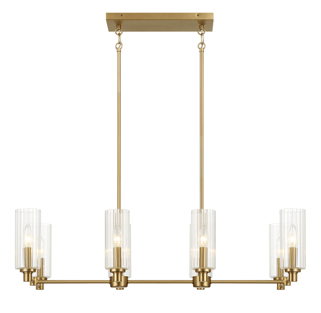 Willow Eight Lights Island Pendant Lamp - Satin Brass