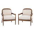 Elliston Rattan Backrest Solid Wood Accent Chair with Cushions - Set of 2