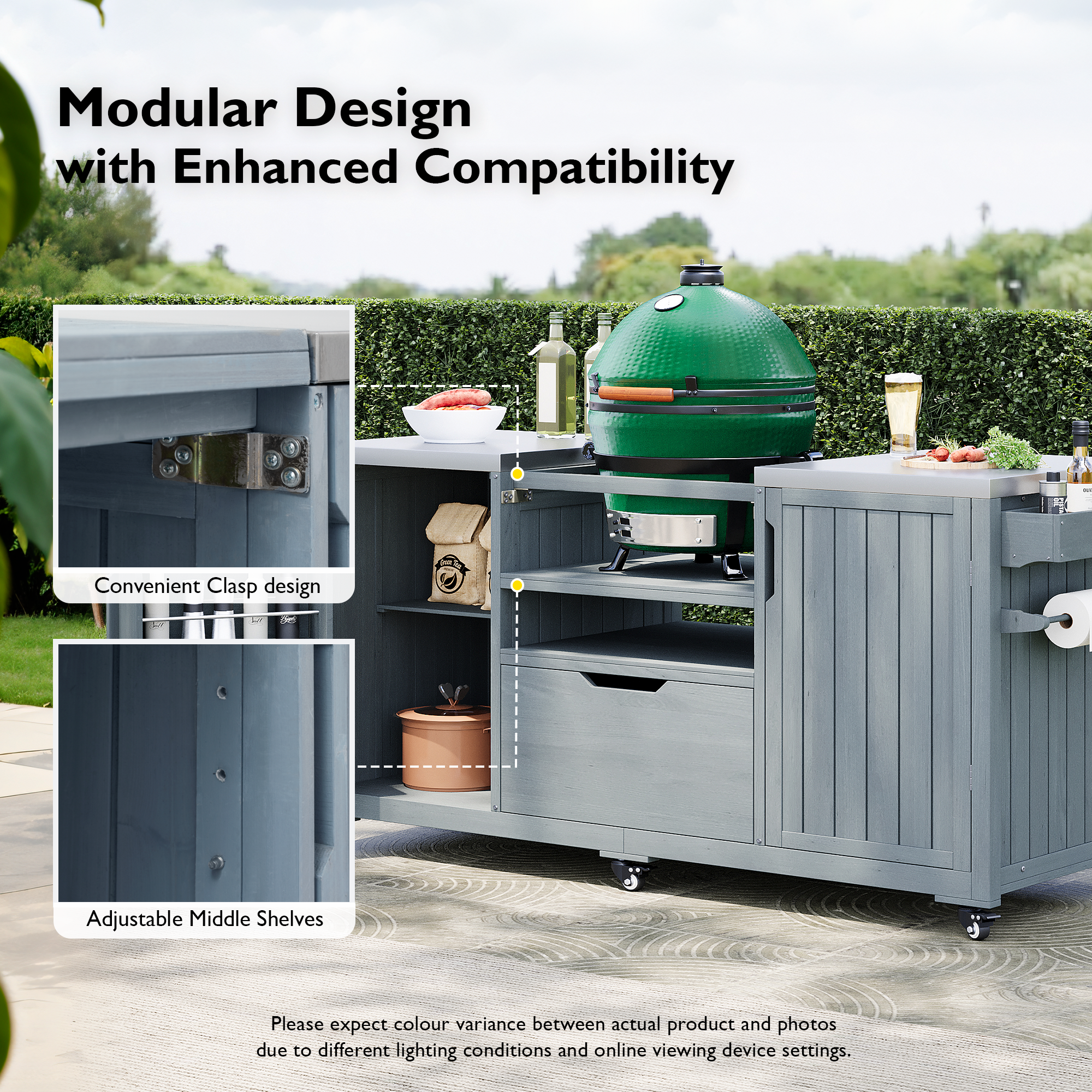 K&K 66.5" Outdoor Kitchen Island for Big Green Egg Grills