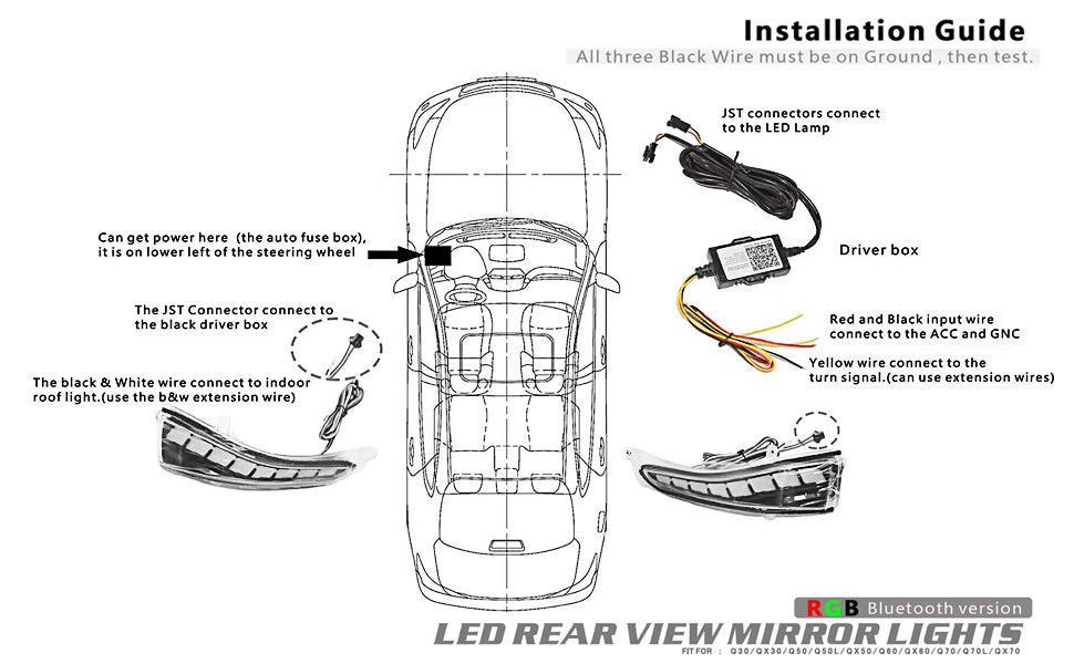 2014-2024 Infiniti Q50 Flow Series RGB LED Bumper Lights