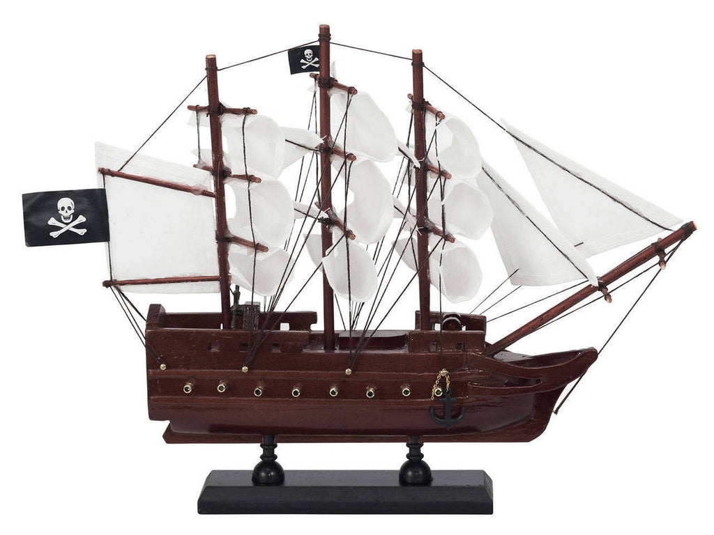 Wooden Captain Kidds Adventure Galley White Sails Model Pirate Ship 12""