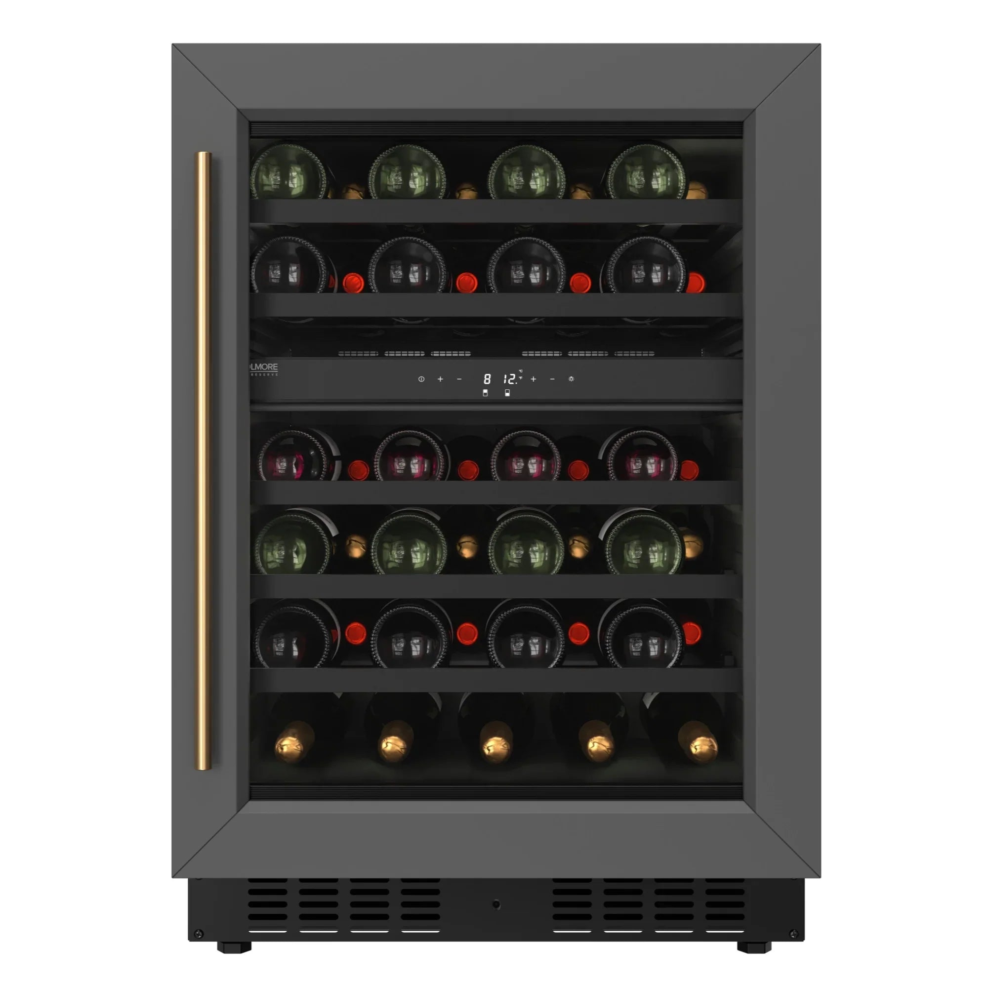 KoolMore Reserve 24 in. Under-Counter Panel Ready Dual Zone Built-in Wine Cooler and 45 Bottle Capacity in Black