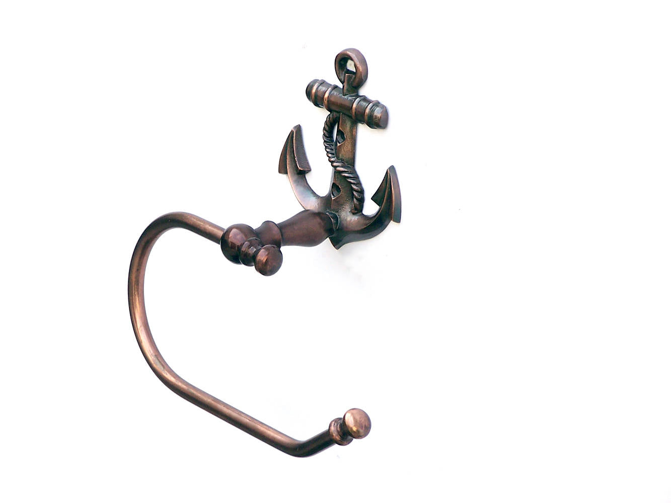 Antique Copper Anchor Toilet Paper Holder 10""