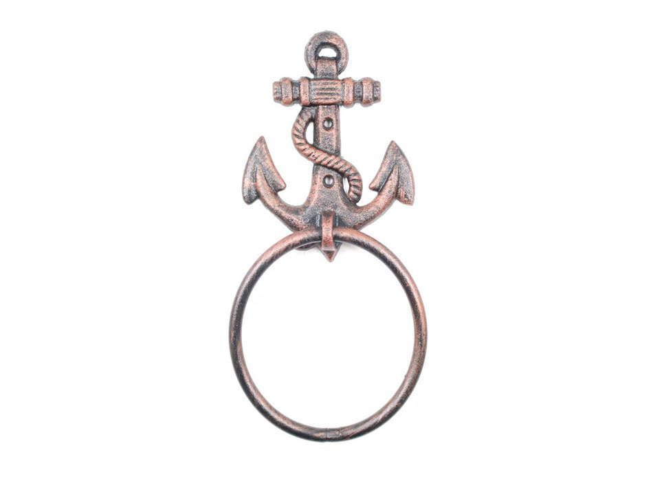 Rustic Copper Cast Iron Anchor Towel Holder 8.5""