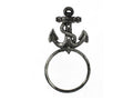 Antique Silver Cast Iron Anchor Towel Holder 8.5""