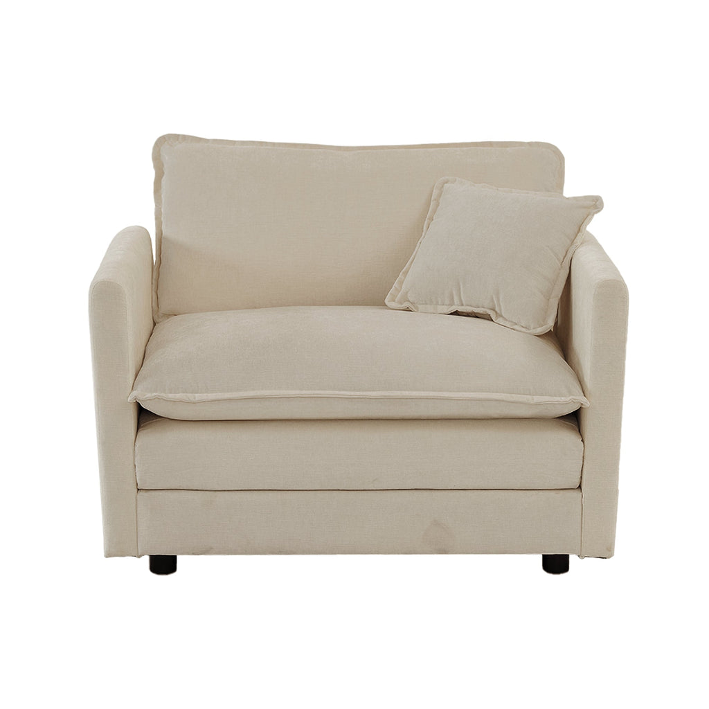 2-Piece Upholstered Living Room Sectional Sofa Set in Beige Chenille