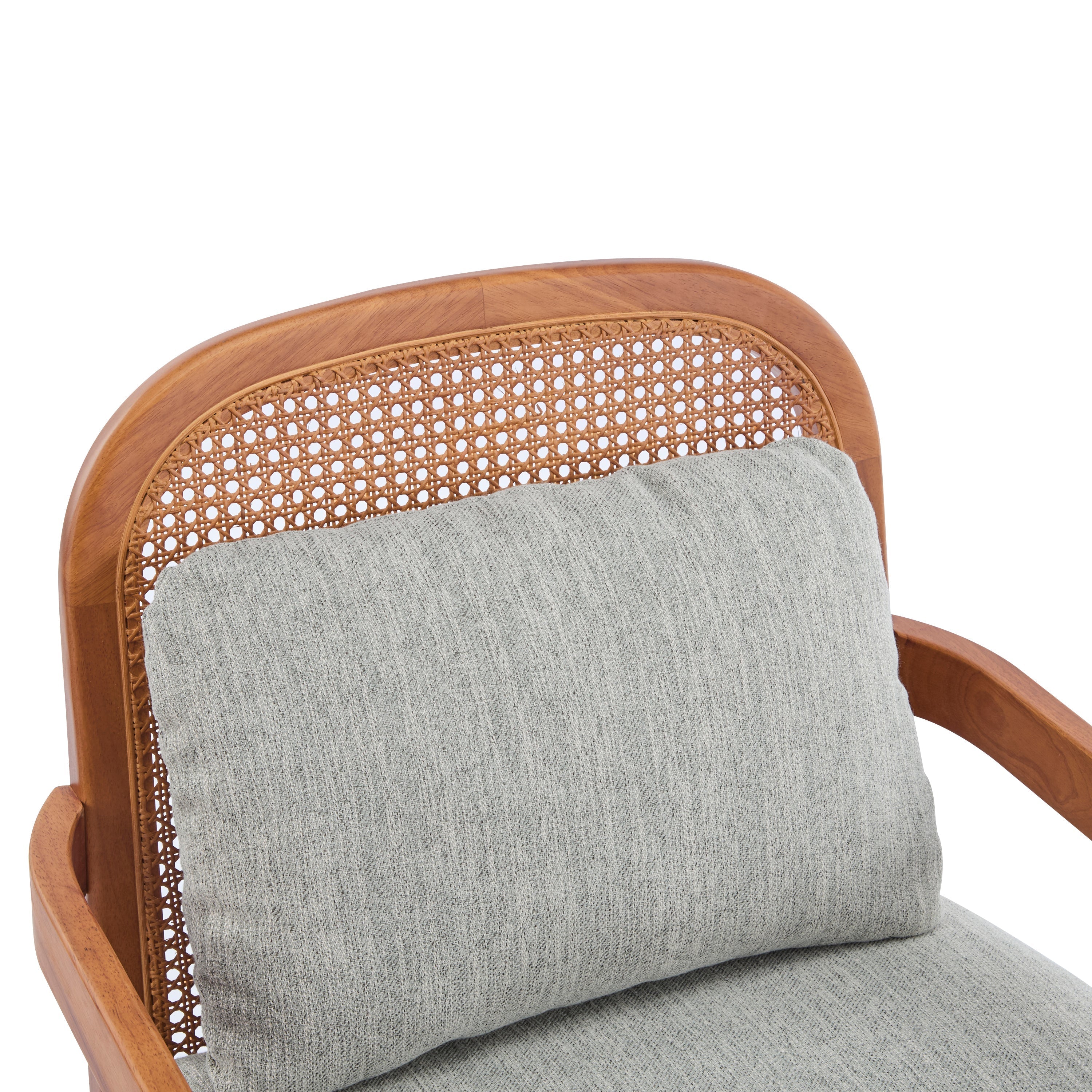 Elliston Rattan Backrest Solid Wood Accent Chair with Cushions - Set of 2