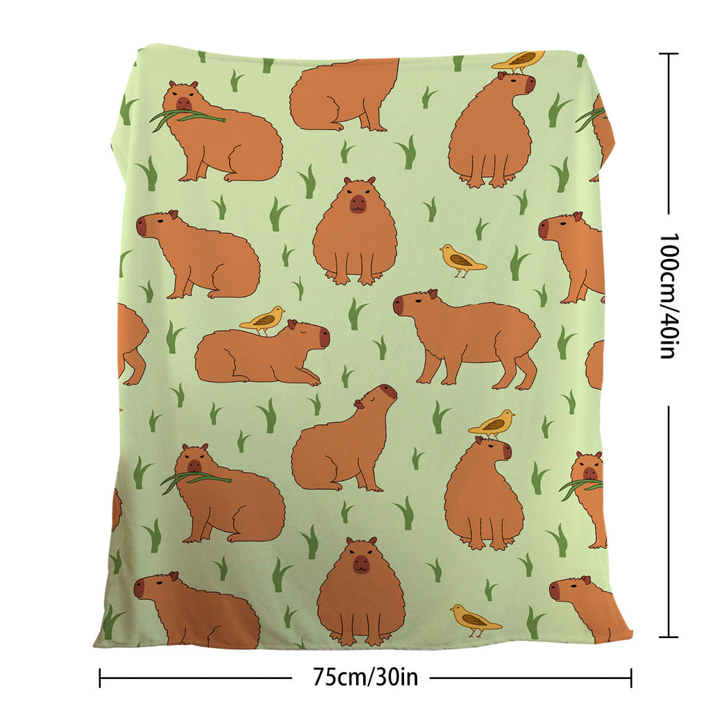 1 Pce Of Flannel Bird And Capybara Combined Pattern Soft And Fluffy Multifunctional Outdoor Beach Camping Living Room Sofa Office Nap Printed Blanket