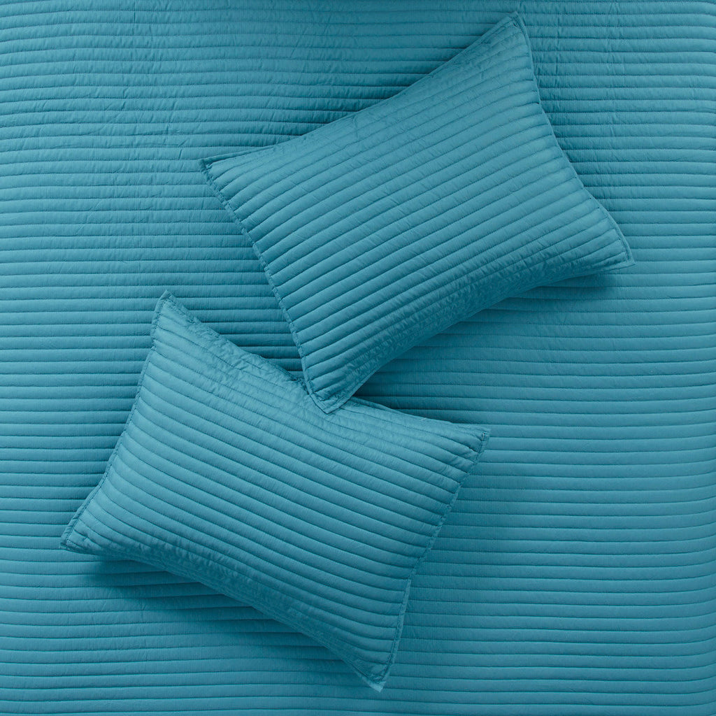 8 Piece Printed Seersucker Comforter and Quilt Set Collection Aqua King/Cal King