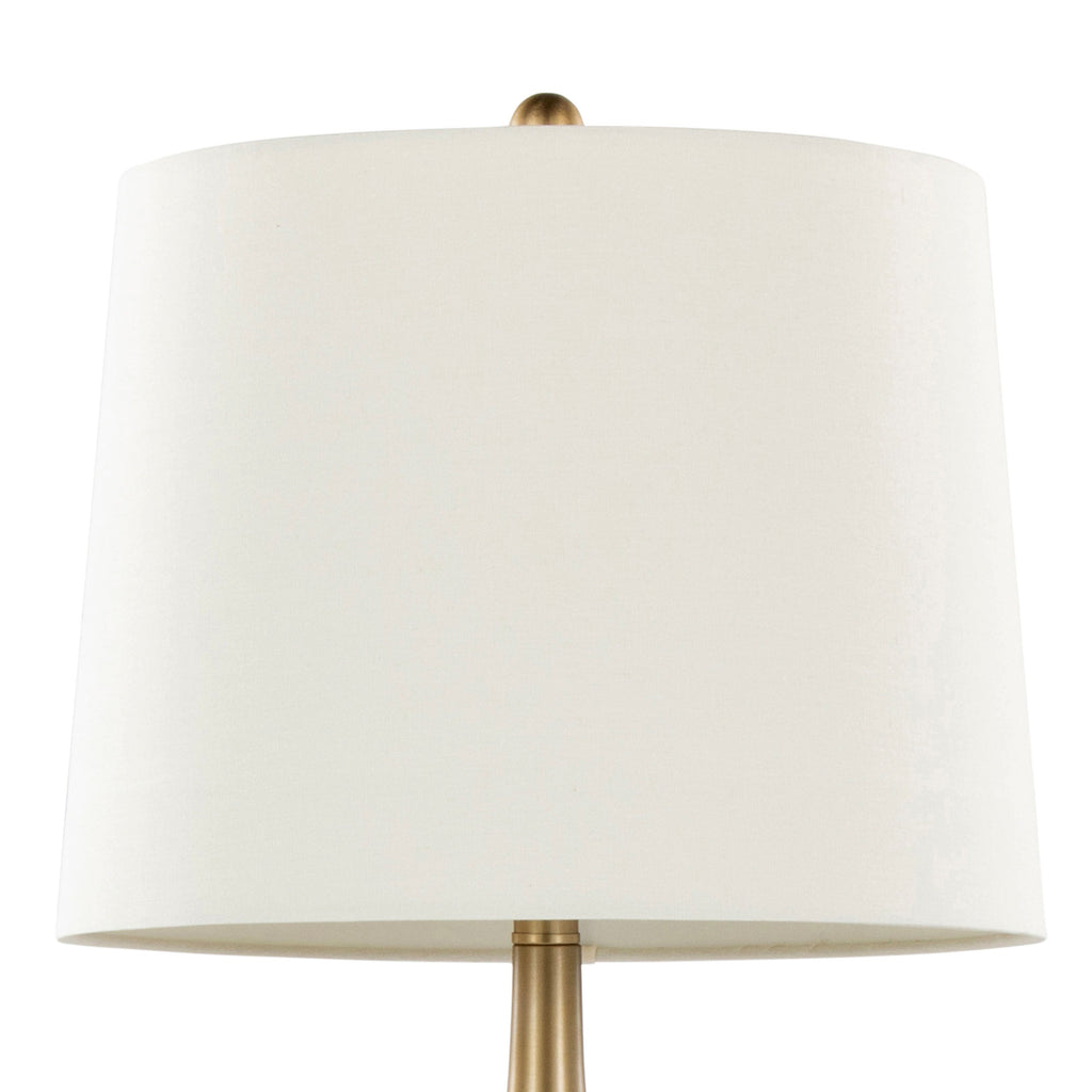 Pebble 29" Contemporary Metal Table Lamp Set in Gold with White Linen Shades - Set of 2