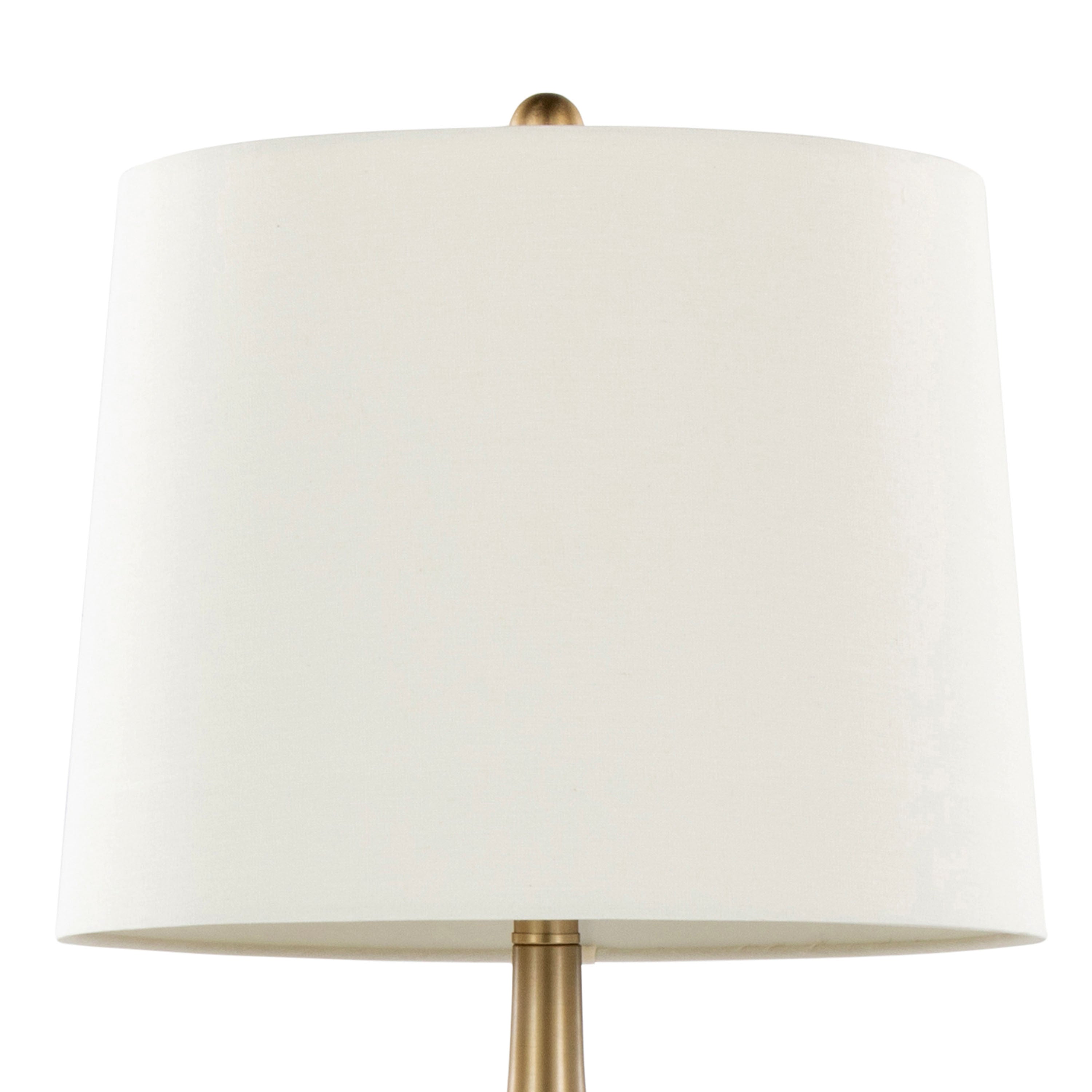 Pebble 29" Contemporary Metal Table Lamp Set in Gold with White Linen Shades - Set of 2