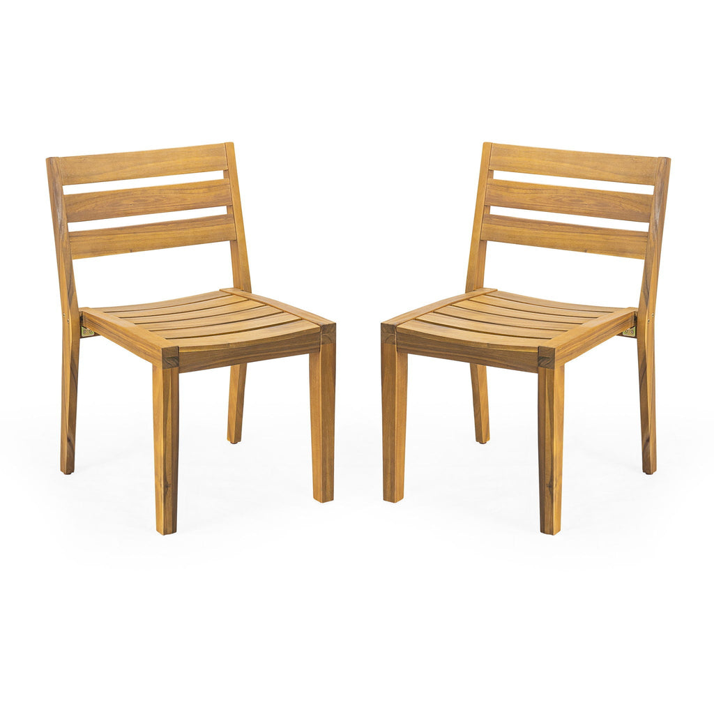 Outdoor Dining Side Chair Set of 2 - Teak Finish