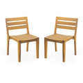 Outdoor Dining Side Chair Set of 2 - Teak Finish