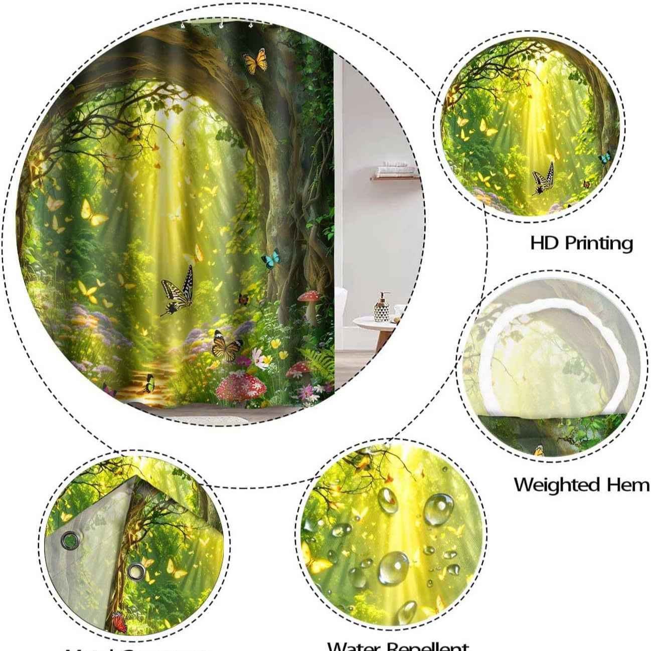 Shower Curtain Digital Printing Bathroom Waterproof Mildew-proof Partition Curtain