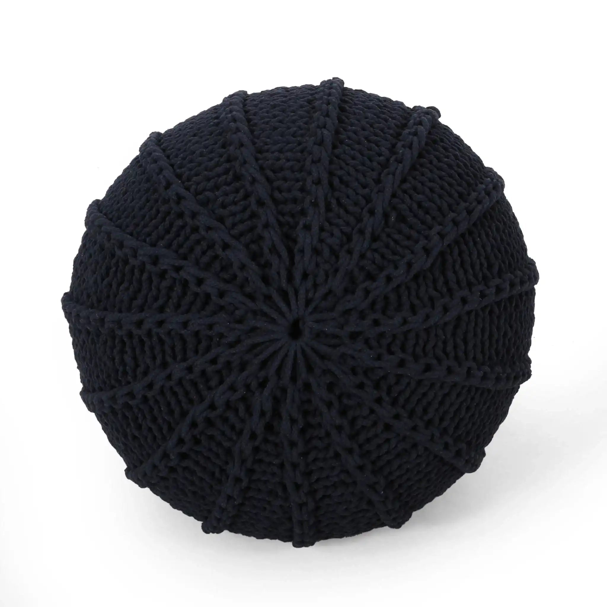 Bordeaux Knitted Cotton Round Pouf Ottoman and Floor Cushion