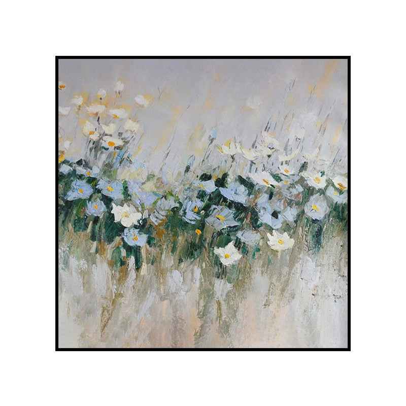 Handmade Oil Painting Canvas Wall Art Decoration Modern Blue Flowers For Home Decor Rolled Frameless Unstretched Painting