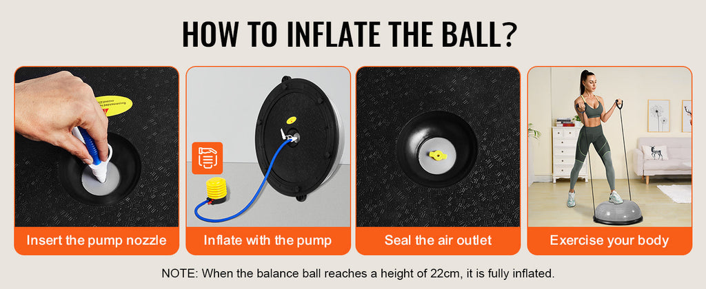 SucceBuy 23/26 inch Half Exercise Ball Trainer Balance Ball Trainer 660lbs Capacity Stability Ball Yoga Ball w/ Resistance Bands