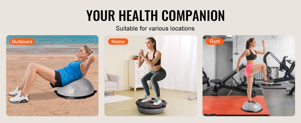 SucceBuy 23/26 inch Half Exercise Ball Trainer Balance Ball Trainer 660lbs Capacity Stability Ball Yoga Ball w/ Resistance Bands