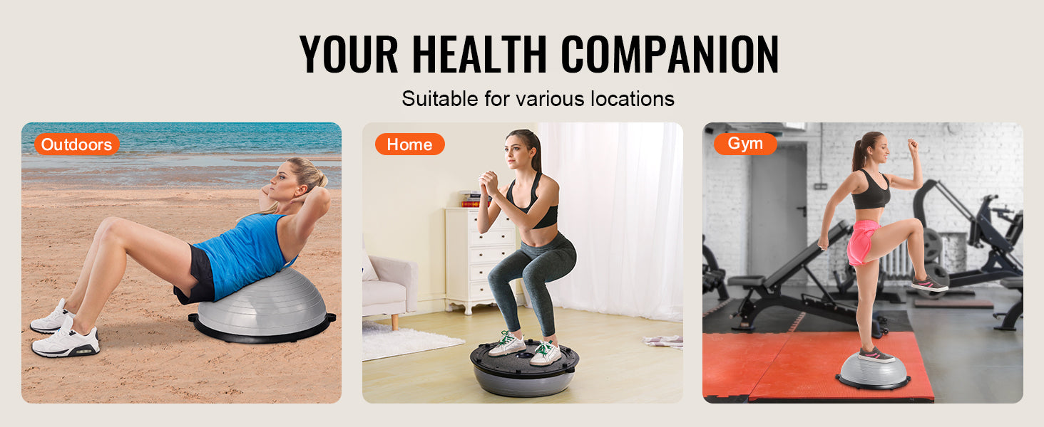 SucceBuy 23/26 inch Half Exercise Ball Trainer Balance Ball Trainer 660lbs Capacity Stability Ball Yoga Ball w/ Resistance Bands