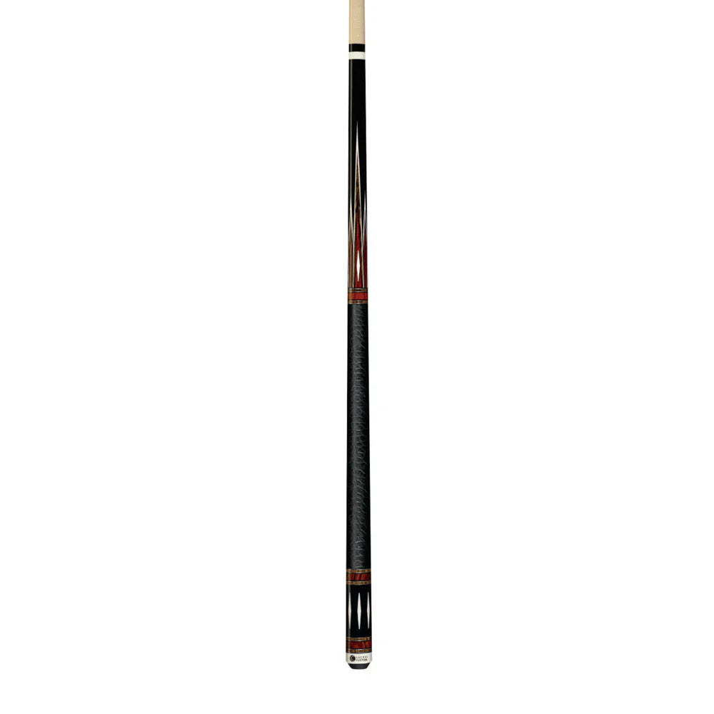 Lucasi Custom Midnight Black & Cocobolo/Bocote Cue with Embossed Leather Wrap