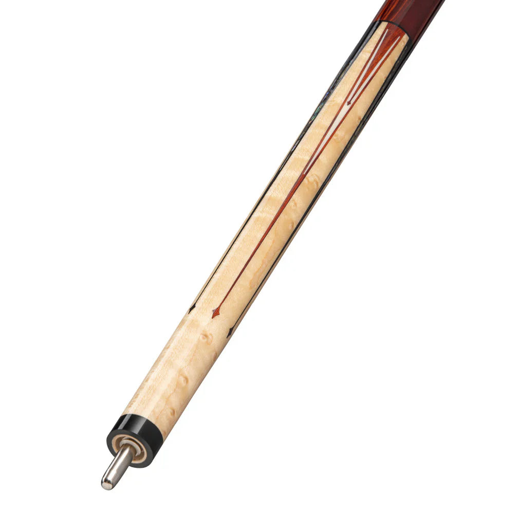 Lucasi Custom Natural Birdseye Maple & Black/White Mother of Pearl Inlays Wrapless Cue