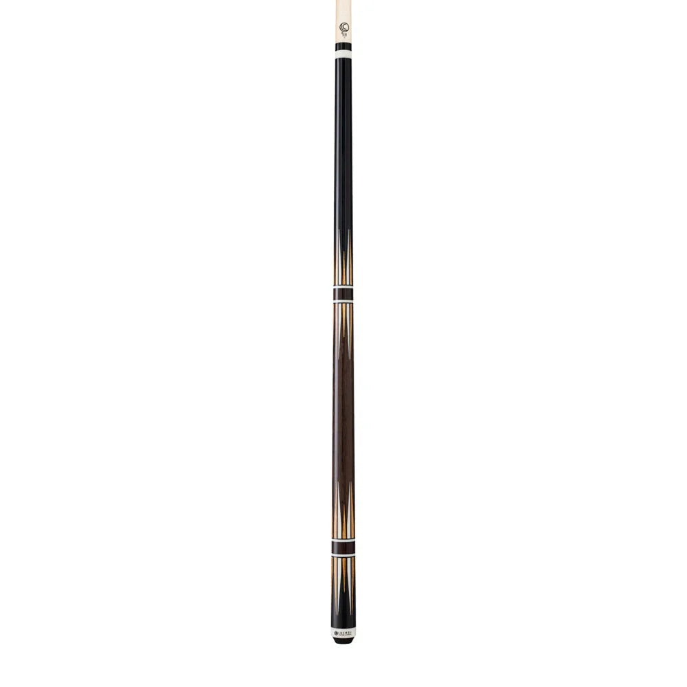 Lucasi LUX72 Midnight Black Pool Cue with Alternating Zebrawood and Imitation Bone Inlay Points