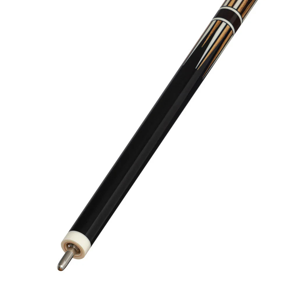 Lucasi LUX72 Midnight Black Pool Cue with Alternating Zebrawood and Imitation Bone Inlay Points