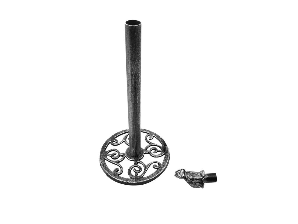 Rustic Silver Cast Iron Sitting Cat Bathroom Extra Toilet Paper Stand 16""